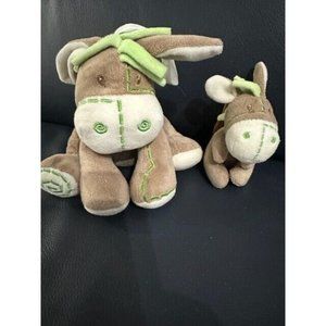 Inware Gray Brown Donkey Green White Stripe Set Pair 2 Piece Plush Rare HTF